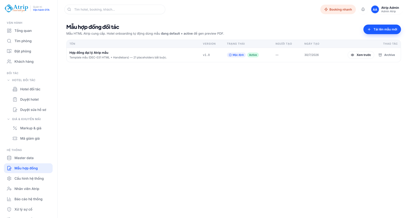 Atrip Booking — Partner contract templates