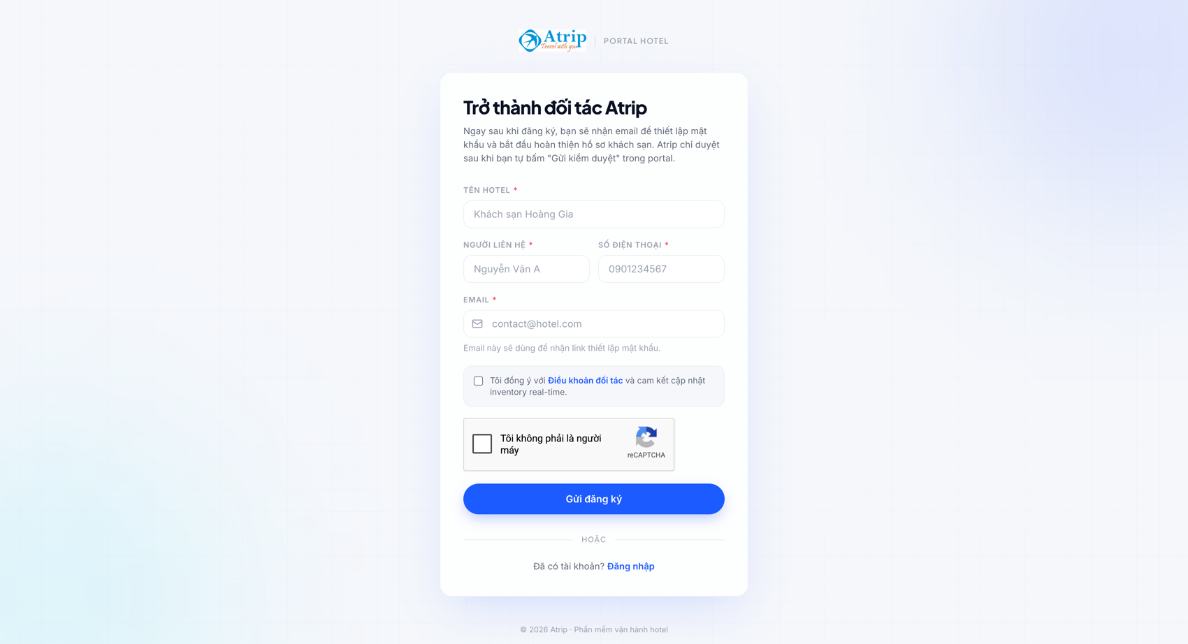Atrip Booking — Self-service onboarding