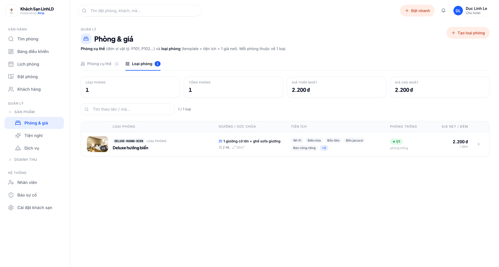 Atrip Booking — Room types & net pricing