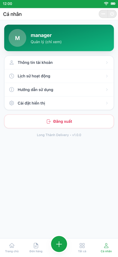 Long Thanh Distribution App — Roles & account