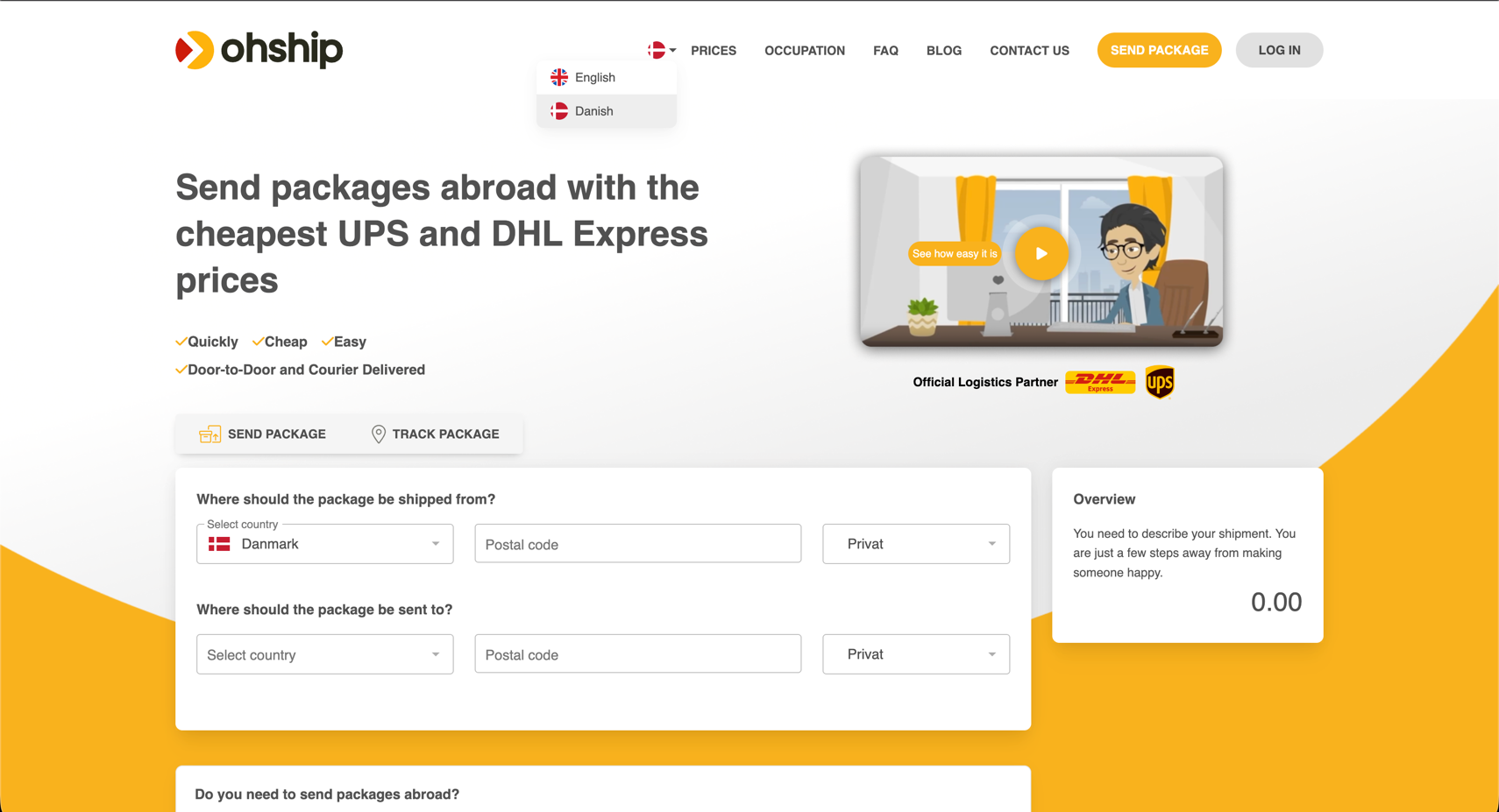 OhShip — Send or track a parcel