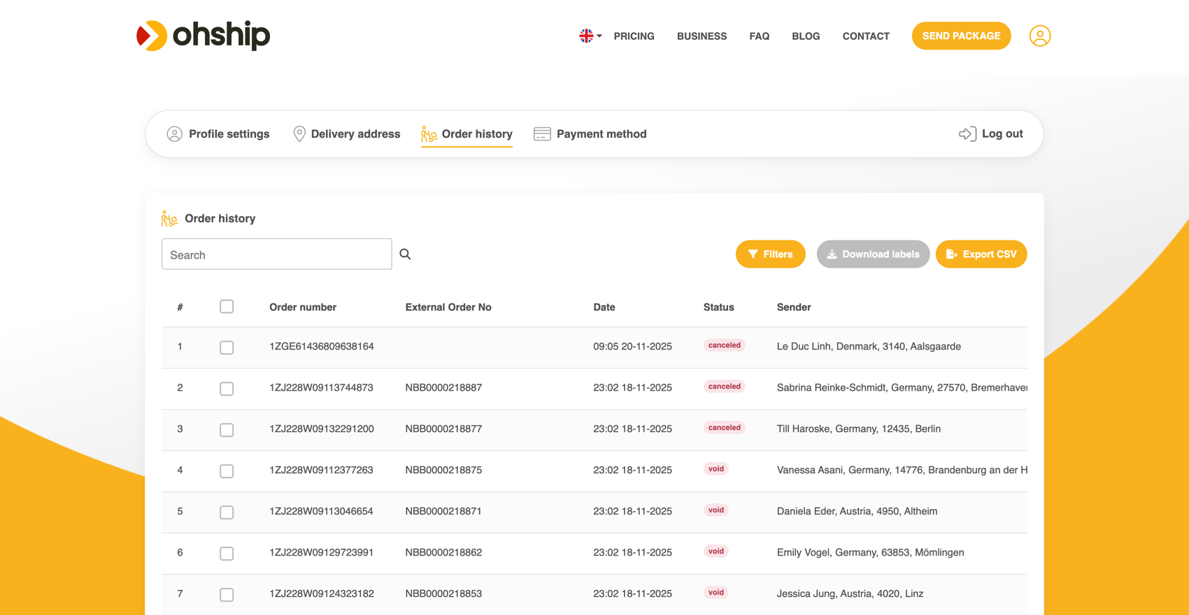 OhShip — Shipments & labels